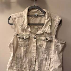 Vintage MS Mode Off-White Denim Button Up Vest